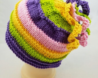 Easter Egg Beanie - Easter Hat with Tassel - Pastel Spring Beanie - Girls Easter Hat - Mother's Day Gift - Kids Easter Hat - Mommy & Me Hats