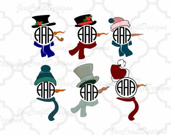 Snowman Monogram Frame SVG Snowman face SVG digital cut file Snowman svg, Dxf, Eps, Png Instant Download