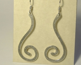 Sterling Silver Long Spiral Earrings E-29