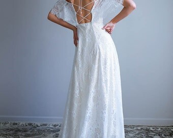 Off Shoulder Wedding Dress, Boho Wedding Dress, Hippie Wedding Dress, Romantic Wedding Dress, Vintage Wedding Dress - Paris Dress