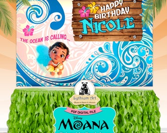 Moana Backdrop - Moana Printable Backdrop - Moana Decorations - Sweet Table Decoration - Moana Birthday Party - Moana Photobooth