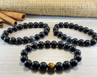 SALE, Black Onyx Bracelet, Tiger eye Bracelet, Sodalite Bracelet, Labradorite Bracelet, Health Bracelet Mala, Energy Bracelet Mala, Strength
