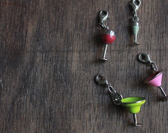 Knitting Progress Keeper - HAPPY HOUR Cocktail Stitch Markers Set Crochet Stitch Marker Snag Free Knitting Stitch Marker Charm Jewelry