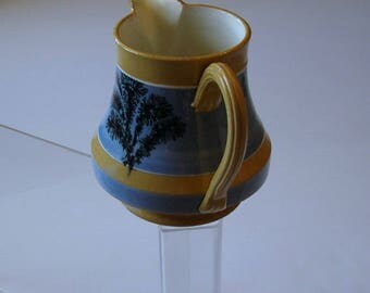 Earthenware/19th century pitcher jug / Pot with trees / French Faience earthenware antique/ancient / Antique french ceramic
