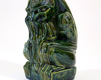 Cthulhu Tiki Mug - handmade - mottled green - limited edition