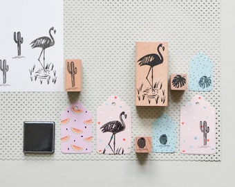 Flamingo stamps, scrapbooking stamps, Monstera stamps, cactus stamps, coconut stamps