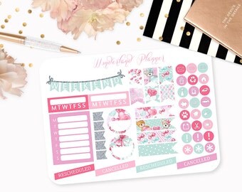 Teddy Bears - Love Heart Planner Stickers // Icons, Banners + Flags // Perfect for Erin Condren Vertical Life Planner
