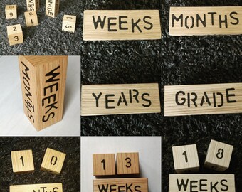 Baby Blocks Age Blocks Milestone Blocks Baby Shower Gift Photo Prop Wood Blocks