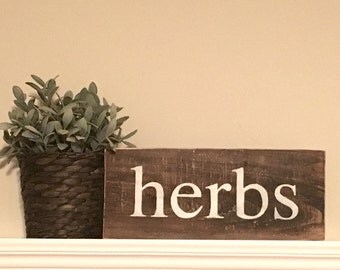 Wooden Herbs Sign, Rustic Herb Garden Sign, Rustic Sign, Kitchen Sign