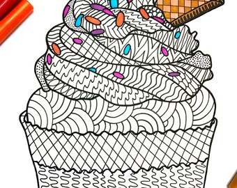 Cupcake coloring | Etsy