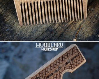 Wooden beard comb beard brush folding comb for men personalized beard comb wood comb men accessories gift for men 5 anniversary gift