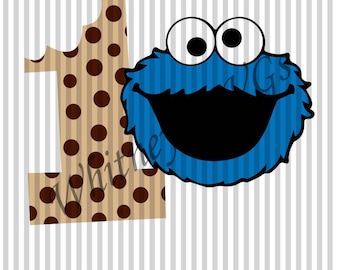 Cookie Monster 1st Birthday SVG DXF Cutting File