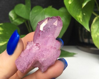 Rose Aura Quartz Crystal Cluster Point
