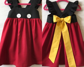 Mickey Mouse Dress, Disney Dress, Baby Girls Dress, Girls Dress, Little Girls Dress, Childs Dress, Party Dress, Flutter Sleeve Dress