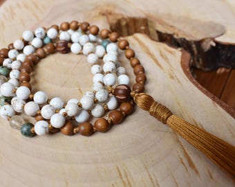 White Natural Magnesite Hand Knotted Necklace