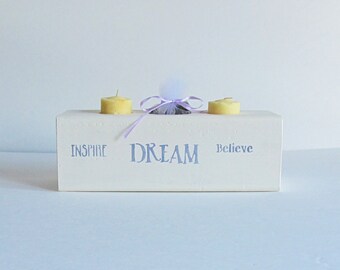 White Wooden Candle Holder, Live Laugh Love, Tea light Holder, Rustic Candle Holder, Inspirational Candle, Gift for Her, Wedding Gift