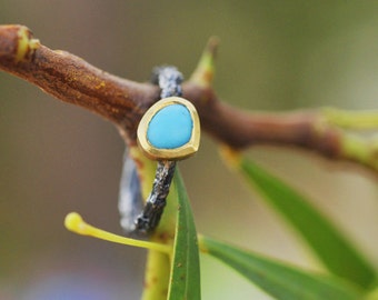 Sleeping Beauty Turquoise Ring~Arizona Turquoise Ring~Turquoise Ring Band~Black Silver Turquoise Ring~Sleeping Beauty Arizona Turquoise Ring