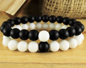 Matching couple bracelets Distance bracelet Long distance relationship bracelet His and his jewelry set his and hers bracelet sets distance