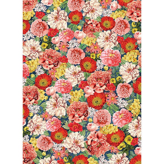 Dark Vintage Floral Wrapping Paper flowers penoies