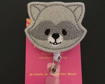 Raccoon ID badge reel holder retractable clip