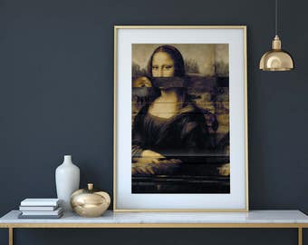 Mona Lisa - Unique creation in limited edition - Modern glitch art - Professional shipping & fast delivery - Free shipping !