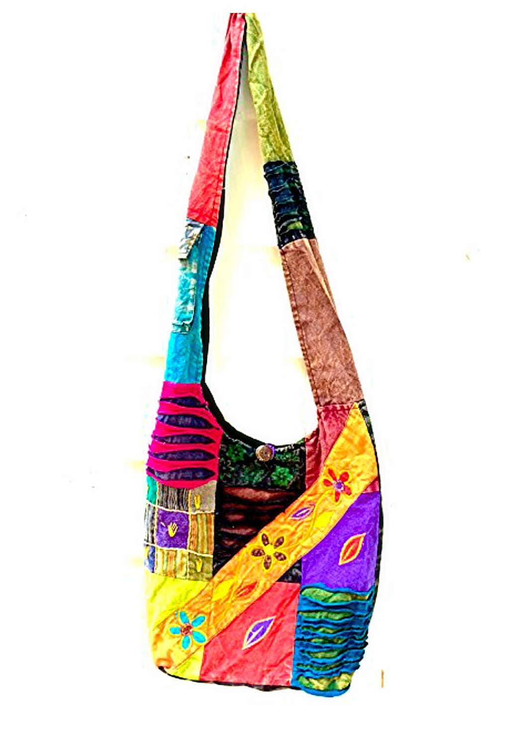 Vintage Sling Bag Fabric Upcycled Hippie Gypsy Boho Style
