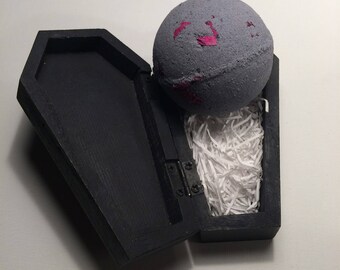 Black Dahlia Bath Bomb with rose petals