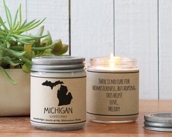 Michigan Scented Candle - Homesick Gift | Feeling Homesick | State Scented Candle | Moving Gift | College Student Gift | State Candles