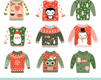 Clip Art Ugly Christmas Sweater Clipart ugly sweater clipart etsy cute christmas party clip art set tacky graphics funny kawaii clipart