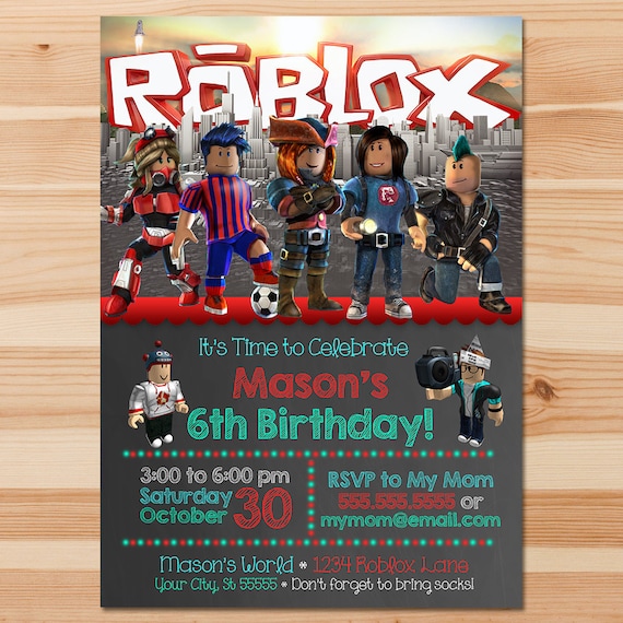 birthday roblox happy invitation printable invite thank printables invitations chalkboard thanks cards favors personalized whats bday cake wishes banner signs