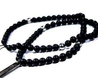 Black Onyx Necklace Cross Pendant Black Onyx Pendant Black