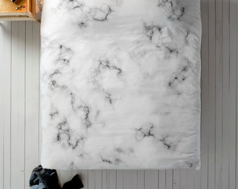 Marble Duvet Cover, Marble Duvet, Black White Duvet, Queen Duvet, King Duvet, Twin Duvet, White Duvet, Marble Bedding, White Comforter