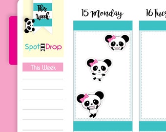 Panda Bear Happy Planner Stickers, Panda Planner Stickers (PB40)