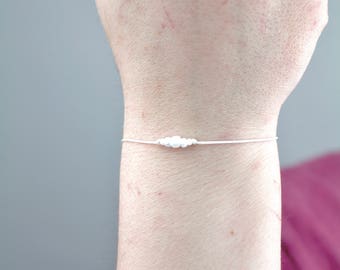 Cord Glass Pearls Nacre White Bracelet/Anklet - TinyLittlePiecesShop
