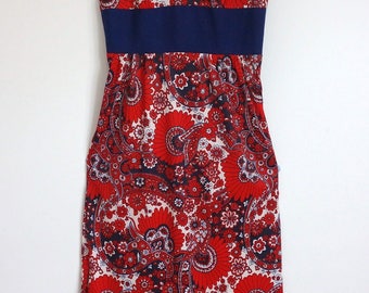 Lovely Vintage 1960s 1970s Maxi Dress 12 Oriental Psychedelic