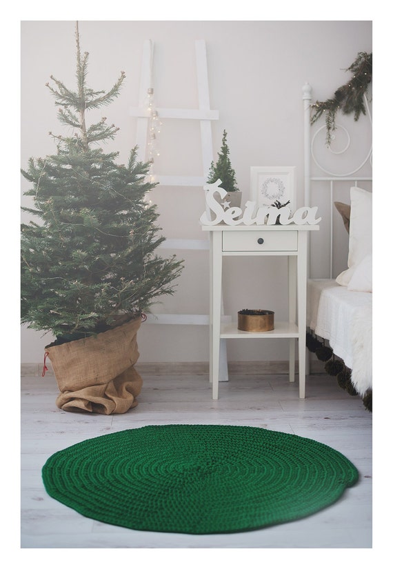 Nursery decor, rope rug, green carpet, berber carpet, kids room decor, nursery rug, 83 cm - 33 inch round crochet carpet, housewarming gift