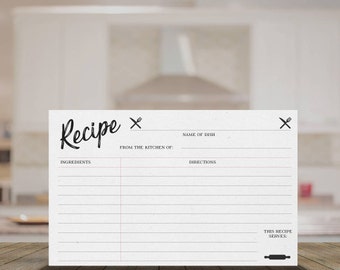 Printable Recipe Cards - 3" x 5", 4" x 6", 5" x 8" - PDFs Provided