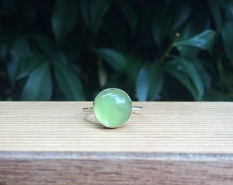 Green Aventurine Ring / Sterling Silver Ring / Small Aventurine / Green Stone Ring / Stack Ring / Stackable Ring / Stacking Ring