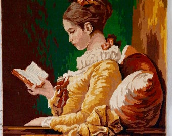 Large Canvas tapestry table la liseuse fragonard Painting Table board french vintage home decoration cross stitch embroidery hand embroidery