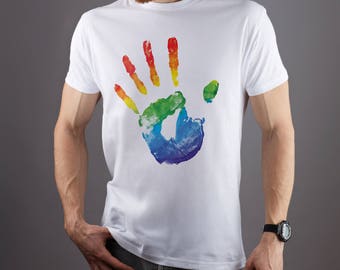 Finger print shirt Gay shirt Cotton shirt Rainbow shirt Gender shirt Human shirt LGBT shirt Lesbian shirt Graphic t shirt LGBT 163