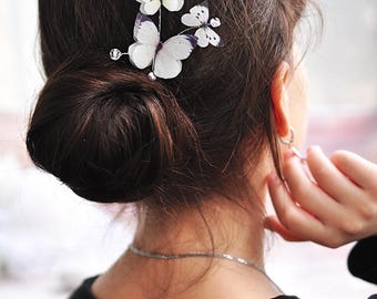 Bridal Hair Pin Bridal Hair Accessories Butterfly hair Bridal Headpiece Crystals Hair Pin Butterfly hair clips hair pins Butterfly wedding