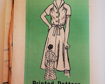 Vintage mail order sewing pattern 9438 - long and short sleeve shirt dress - size 38