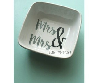 Ring Dish. Mrs & Mrs Ring Dish. Lesbian Couple. Lesbian Wedding. Engagement Ring Dish. Wedding Gift. Valentines Day Gift for her.
