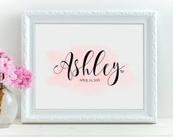 Personalized name print Personalized nursery art Custom name print Baby girl nursery Wall decor Nursery wall art Custom name printable