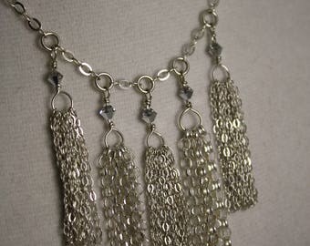 Sterling silver chain tassel necklace