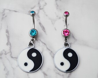 Yin Yang Belly Button Ring, Yin Yang Ring, Yin Yang Jewelry, Belly Button Rings, Friendship belly ring, Set of 2, Body Jewelry, Tai Chi, Bff