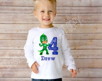 PJ Masks Birthday Shirt with name and number boy or girl