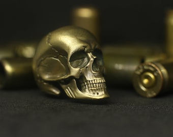Big Skull - brass and silver bead for paracord knife lanyard and survival bracelet.