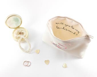 Will you be my bridesmaid Proposal gifts Asking bridesmaid Gift for bridesmaid Personalized bridesmaid make up bag Personalized makeup pouch