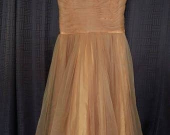 1950's Apricot Chiffon Party Dress